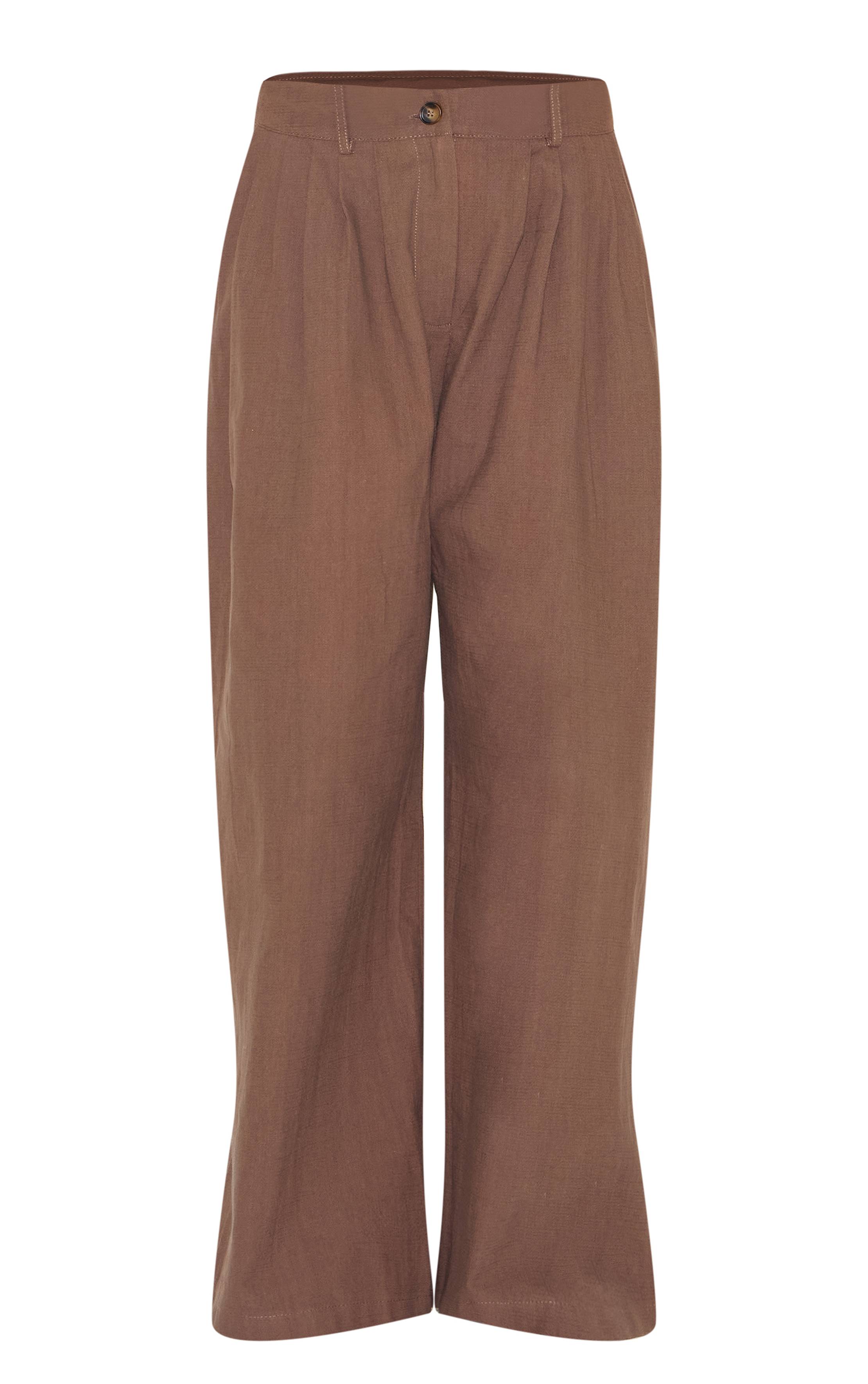 Chocolat Pantalon Large Tissé Petite Taille Ensemble Coordonné