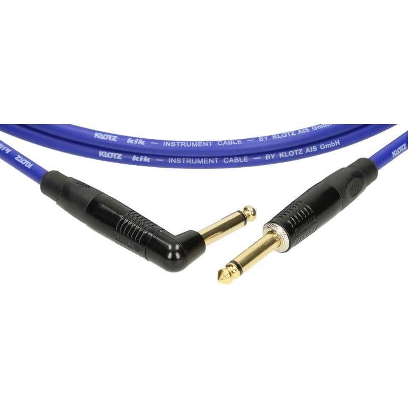 Klotz KIKKG9.0PRBL instrumentkabel TS 6.3mm jack recht-haaks blauw 9m