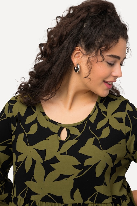 Jerseykleid, A-Linie, Taschen, Rundhals, 3/4-Arm