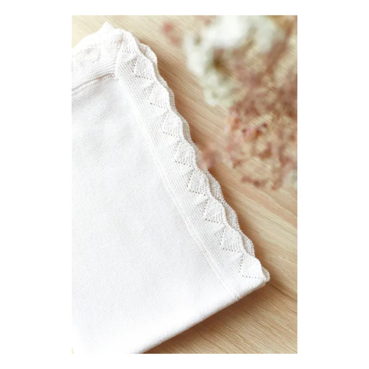 Tartine et Chocolat Plaid en laine mérinos | Blanc/Écru