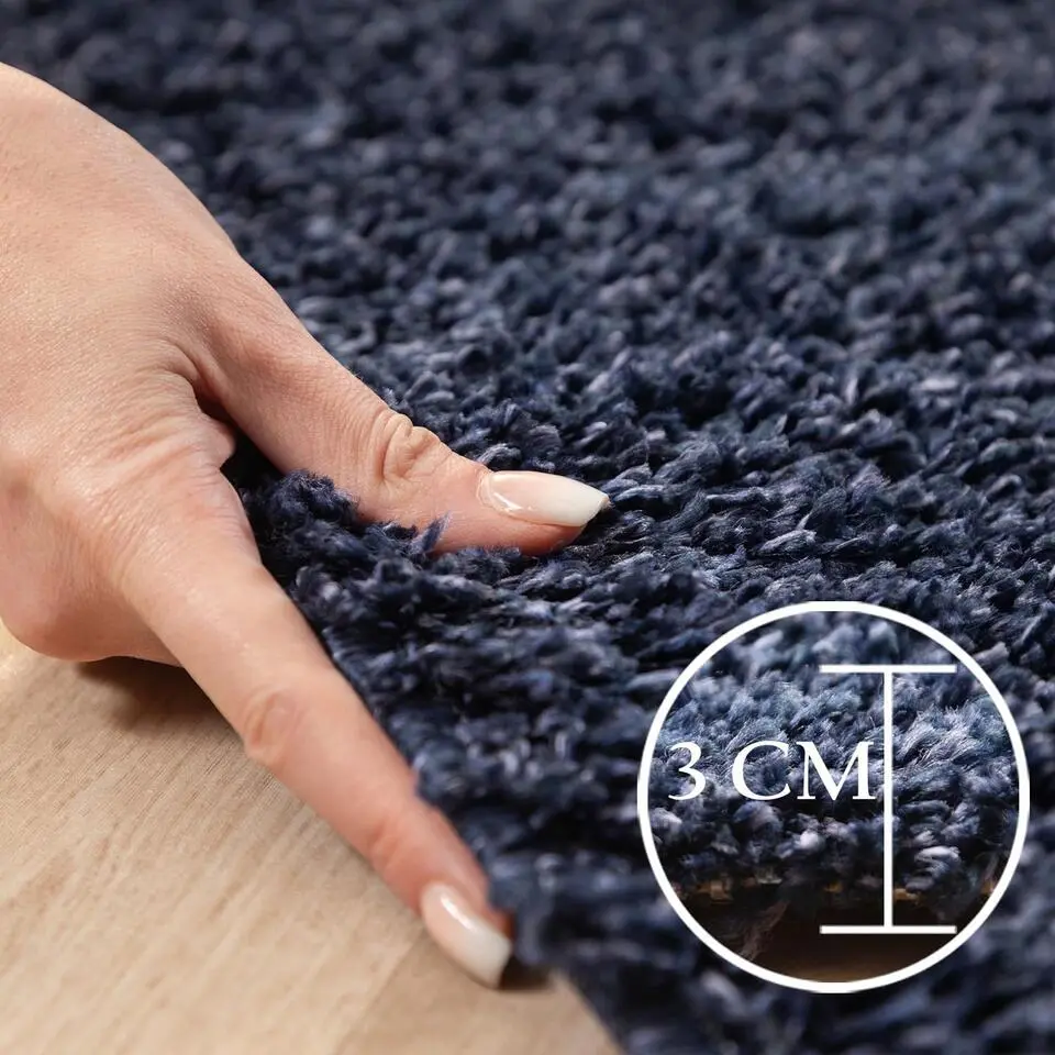 Basic Shaggy vloerkleed Donker Blauw Hoogpolig - 200x290 CM