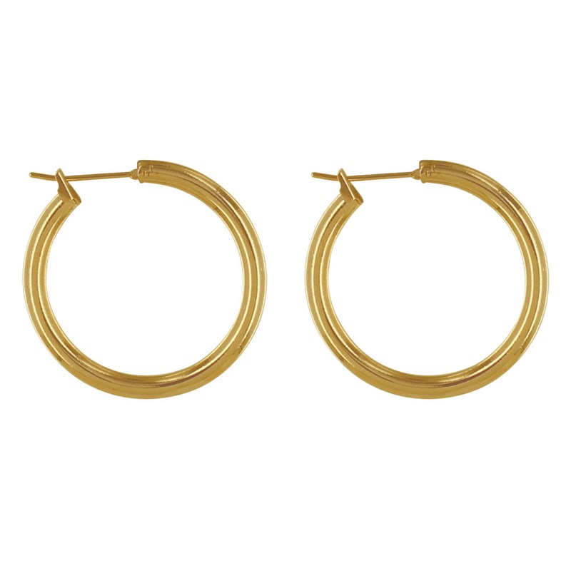Boucles d'Oreilles Plaqué Or Créoles Rondes 3cm