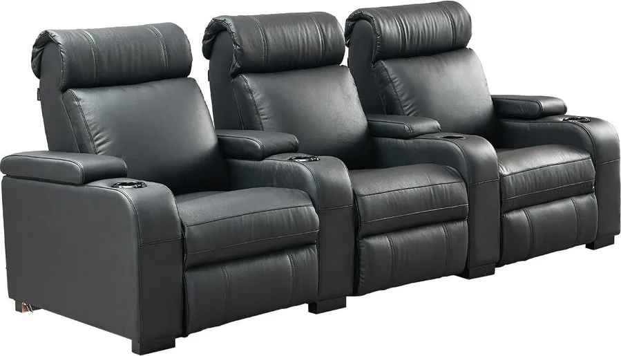 Lumene Hollywood Luxury III Noir (3 places, cuir véritable) Fauteuils cinéma