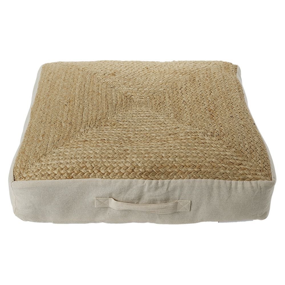 Coussin de sol carré jute 50x50cm beige