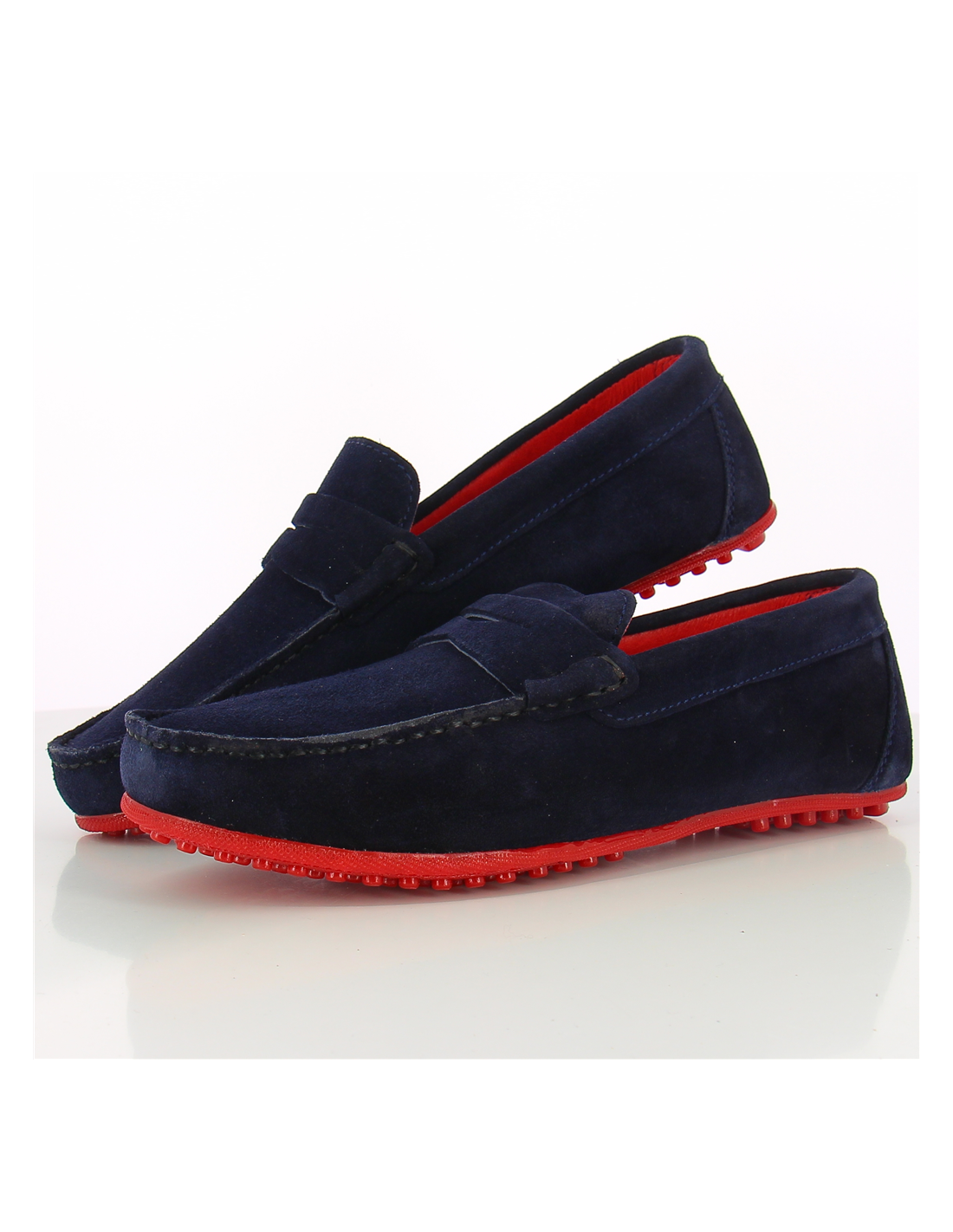 hylton mocassin homme 80743-02 daim bleu marine/rouge
