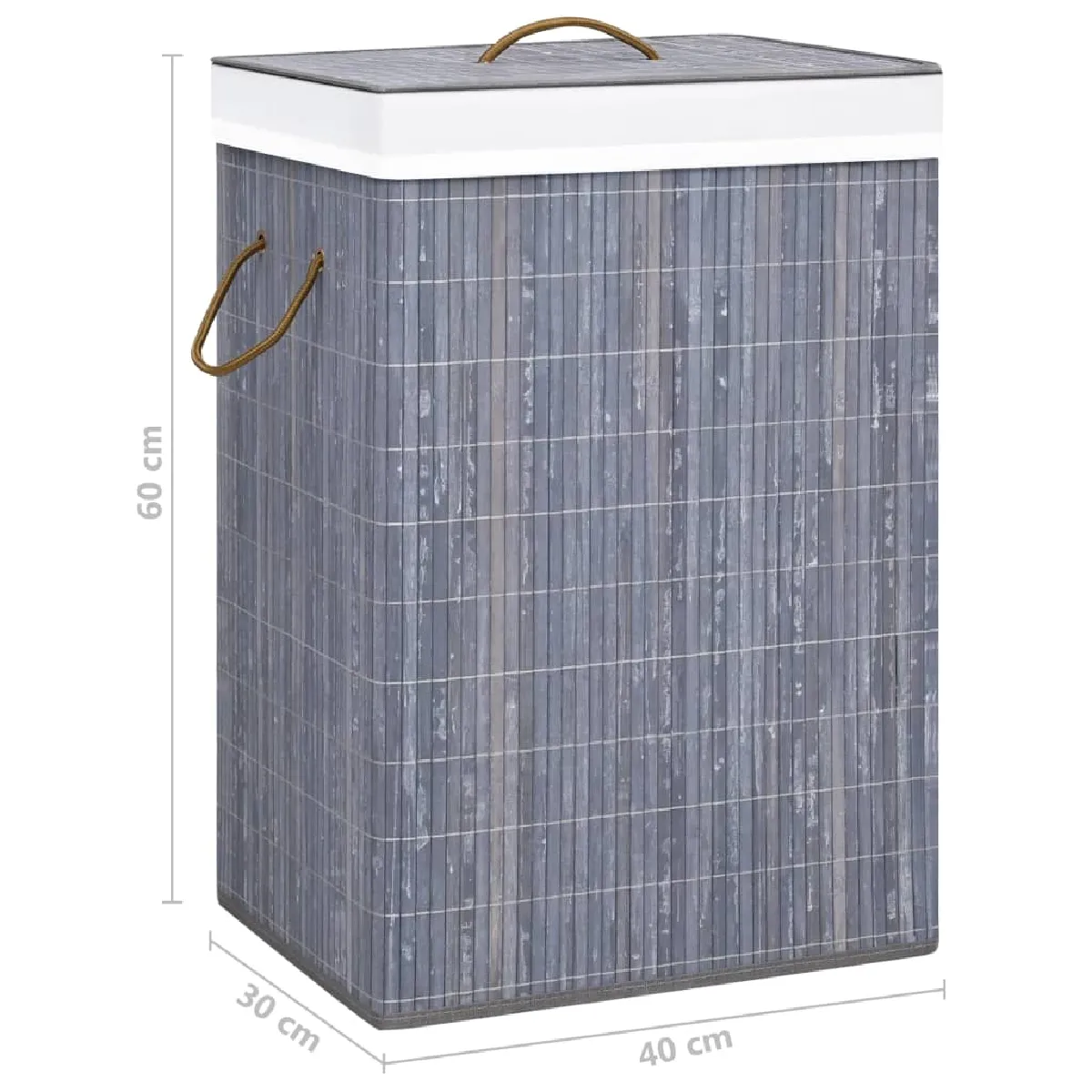 Panier à linge vidaXL - Bambou gris 72L