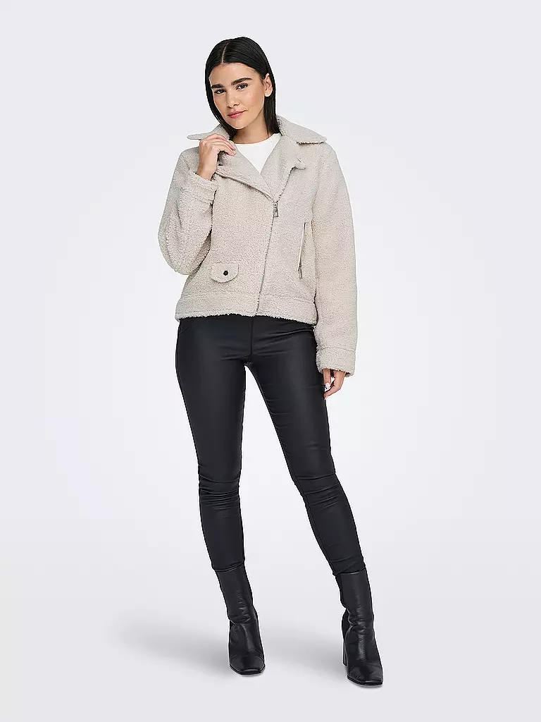 ONLY Jacke in Felloptik ONLRIO TEDDY BIKER creme
