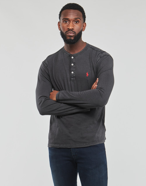 Polo Ralph Lauren - T-SHIRT AJUSTE COL TUNISIEN EN COTON Negro / Rojo