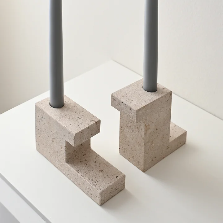 101 Copenhagen - Brick Kerzenhalter, hoch, Kalkstein