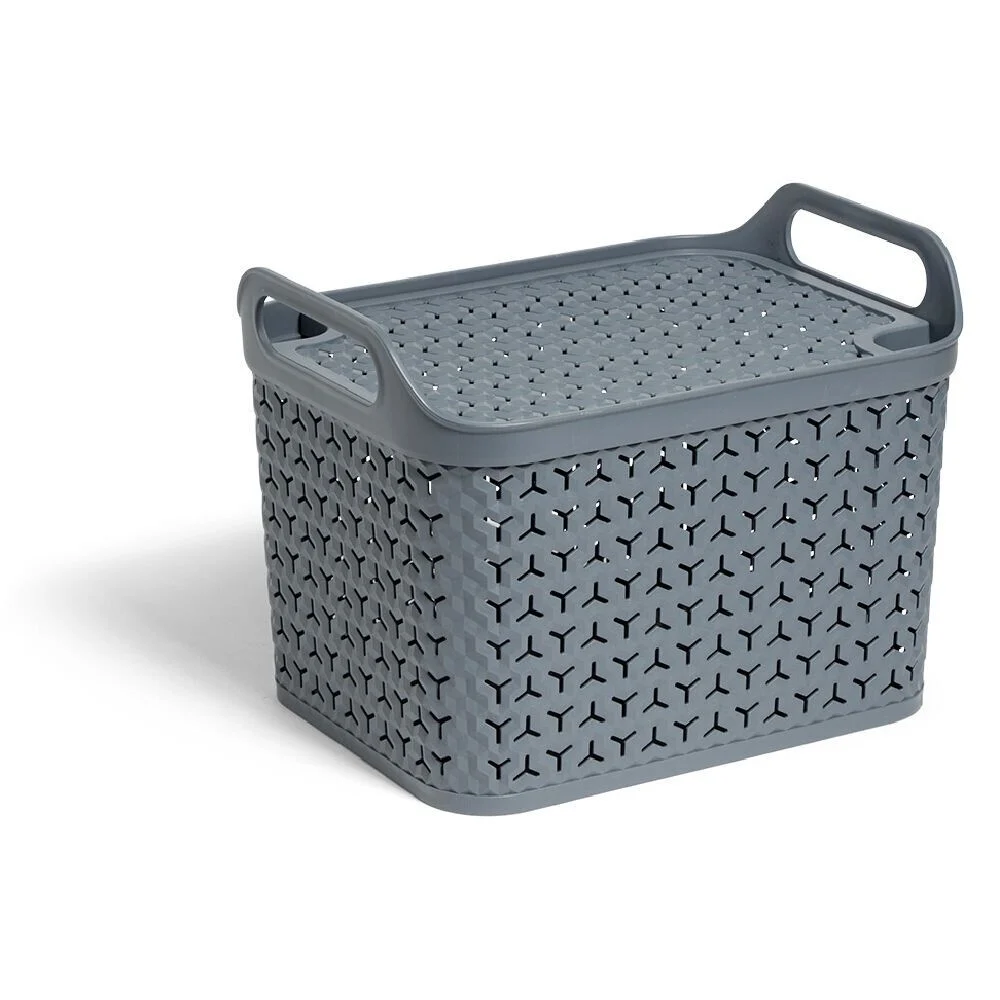 Panière de rangement avec couvercle 14L plastique vert