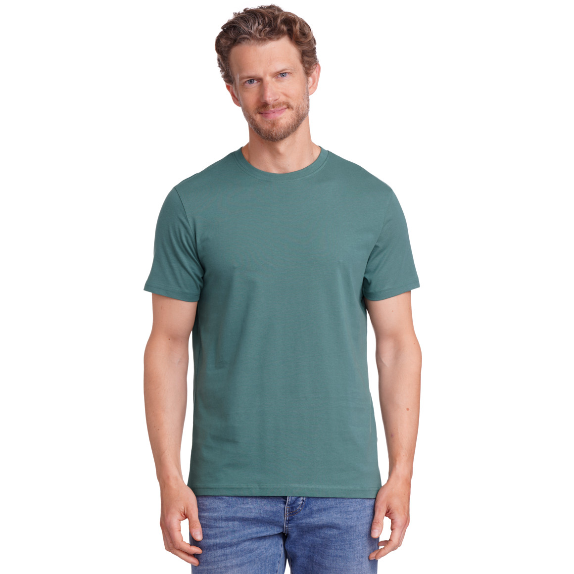 Famy 3 Herren T-Shirts im Basic-Look salbei / dunkelgrau / dunkelgrün