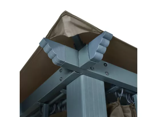 Tonnelle avec rideau et lumières LED 3x3 m Taupe Aluminium