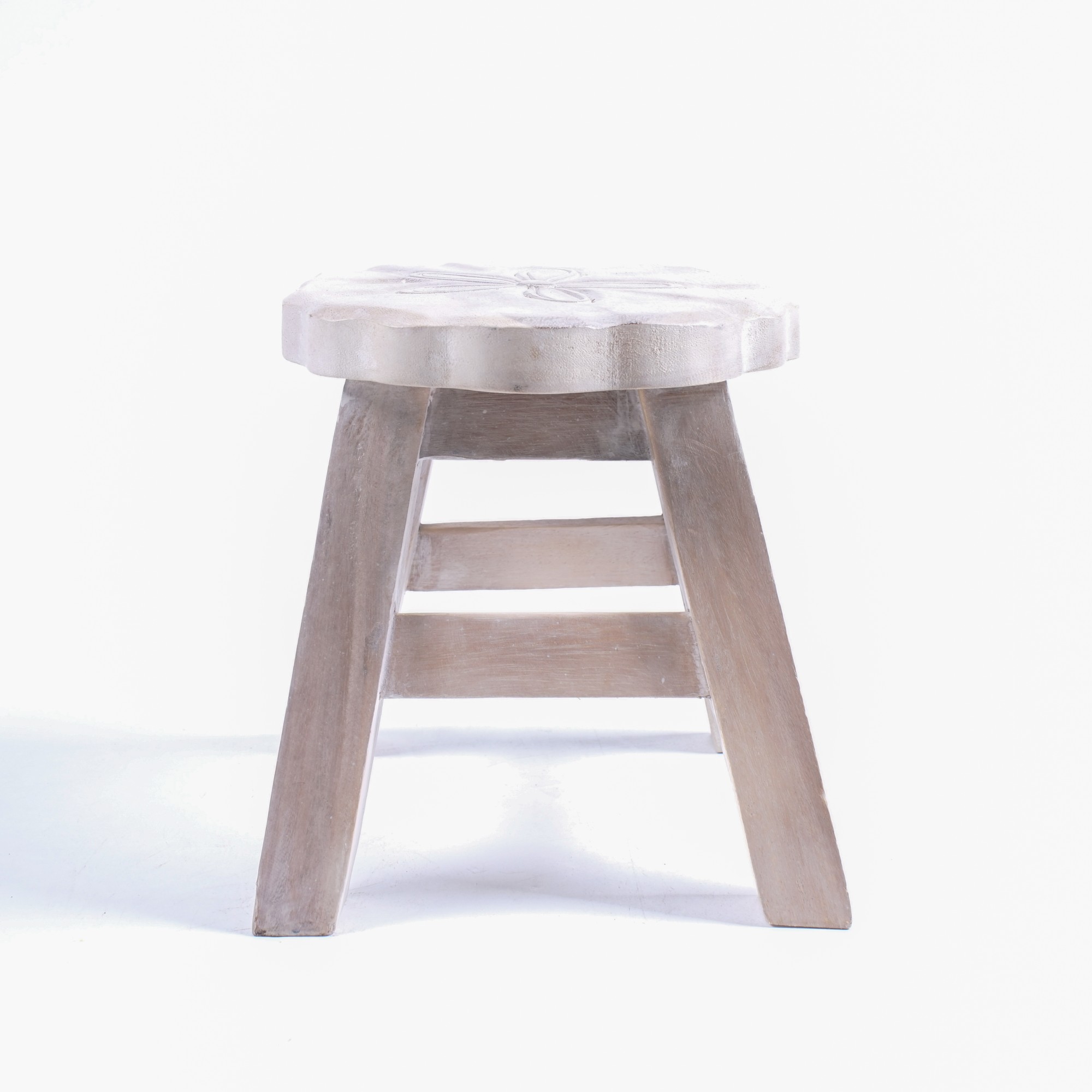 Hocker 'Blume', weiß, Ø 25 cm, H 25 cm von fischer's lagerhaus