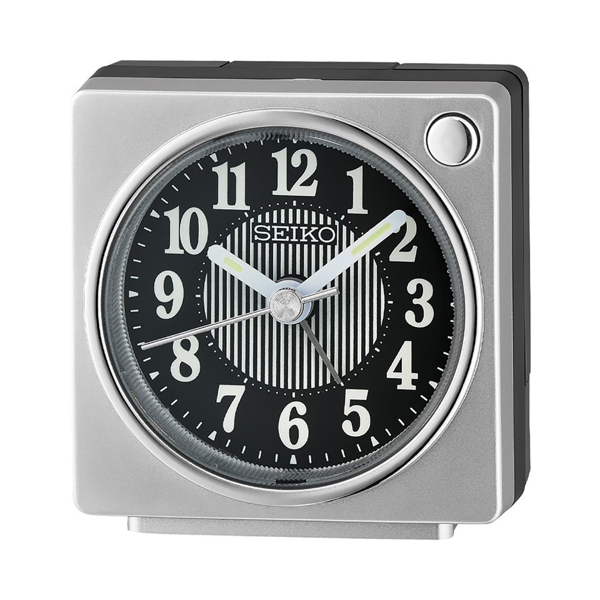 Réveil Seiko carré plastique gris métallisé