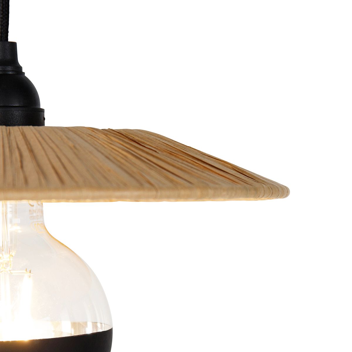 Landelijke hanglamp zwart met touw 3-lichts - Leia