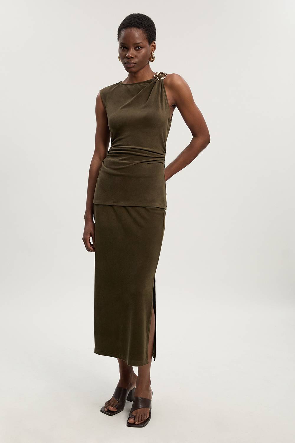 KarenMillen Jupe Crayon Mi-Longue en Jersey Texturé Brossé