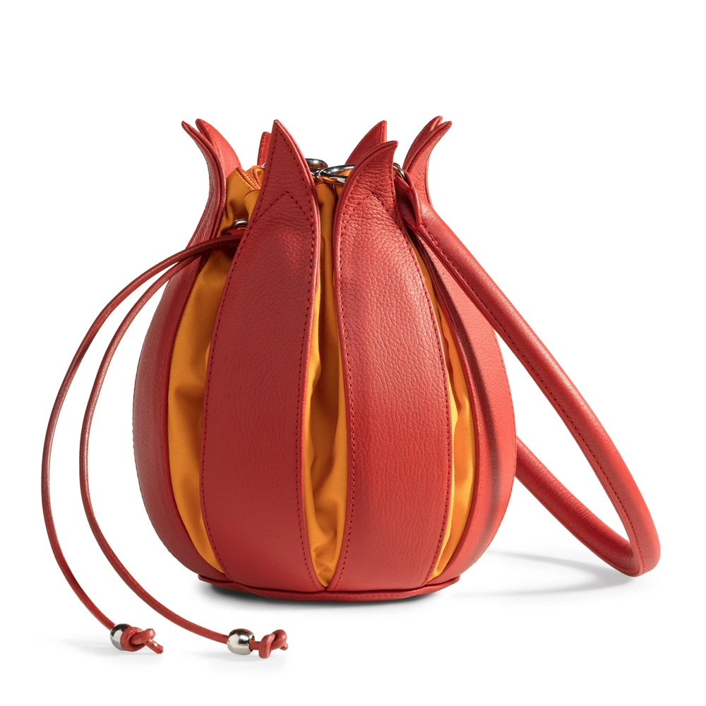 Tulip Structure Leather Orange  - Yellow Canvas Medium