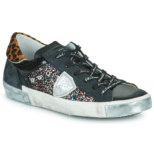 Philippe Model - PARISX LOW WOMAN Negro / Glitter / Leopardo