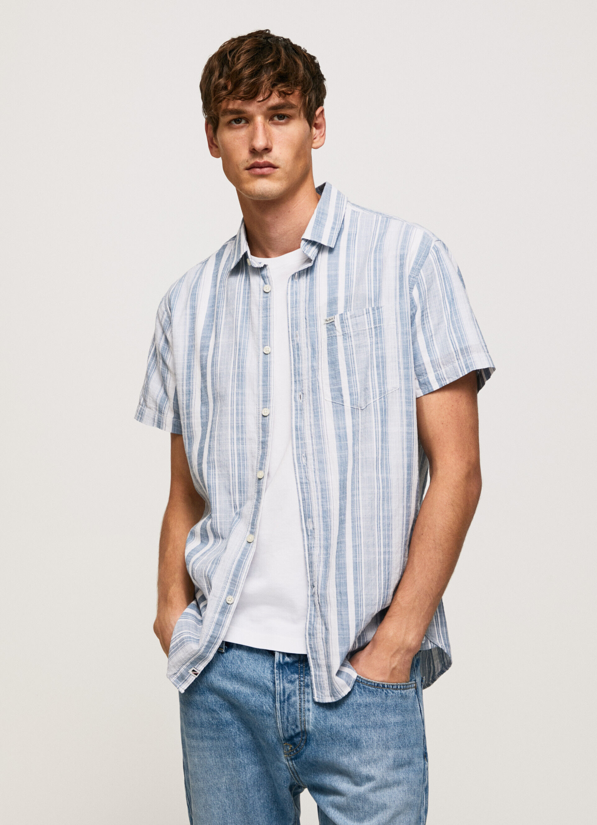Camisa listrada slim LUTHER FIT - azul jarman