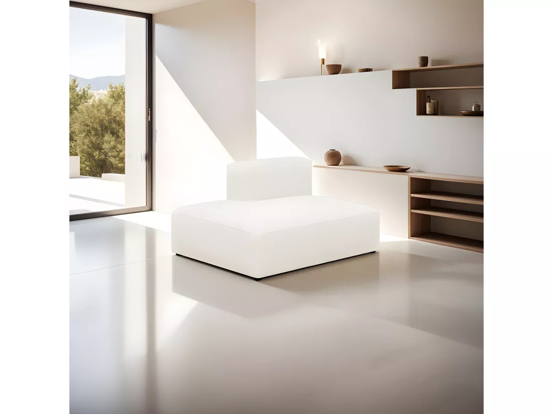 Module d'angle ouvert à gauche 2 places en tissu bouclette écru - Modulo