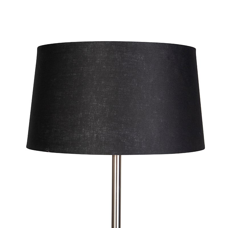 Moderne vloerlamp staal met zwarte kap 45 cm - Simplo