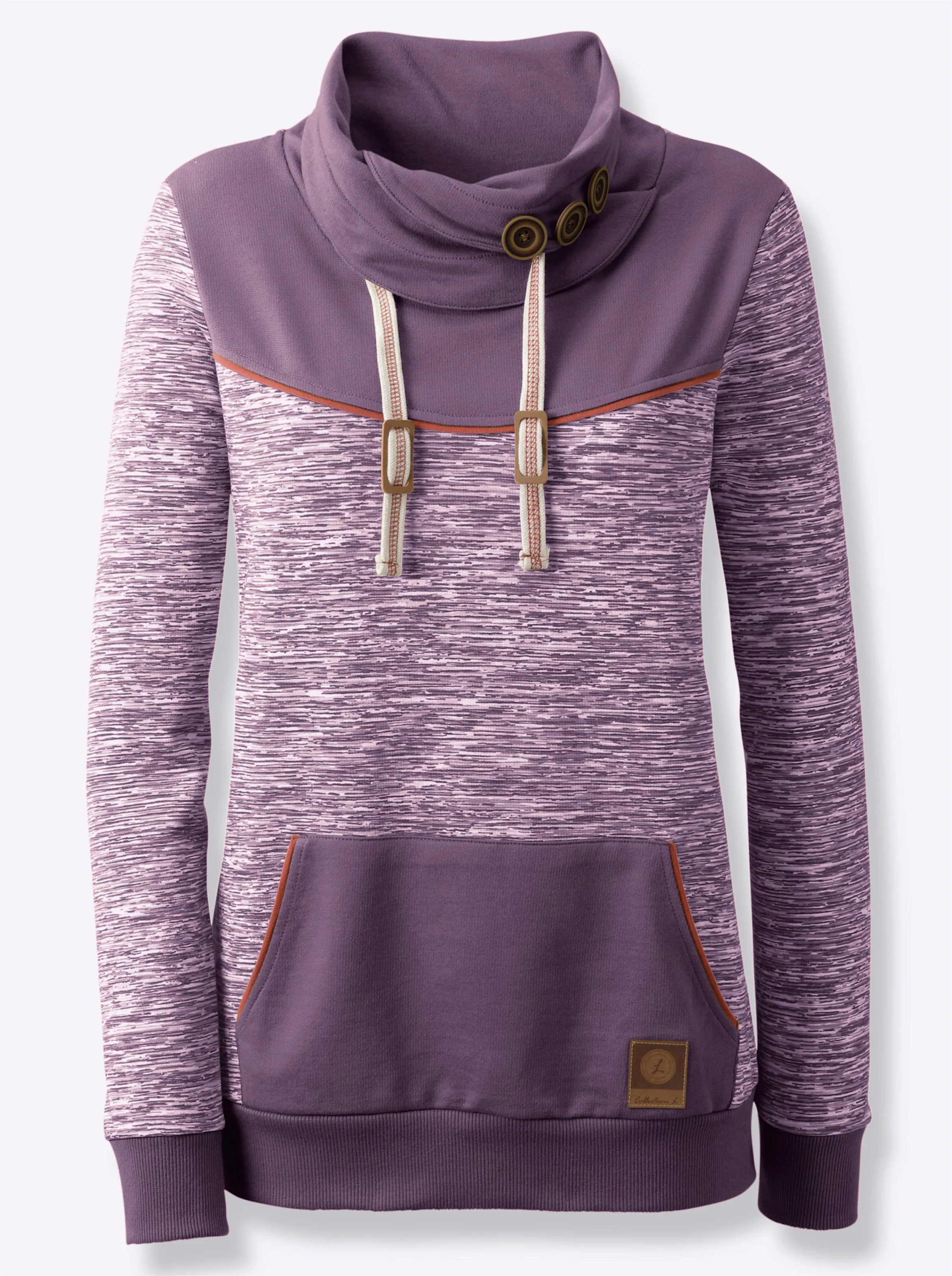 Sweatshirt in feige-weiß-meliert