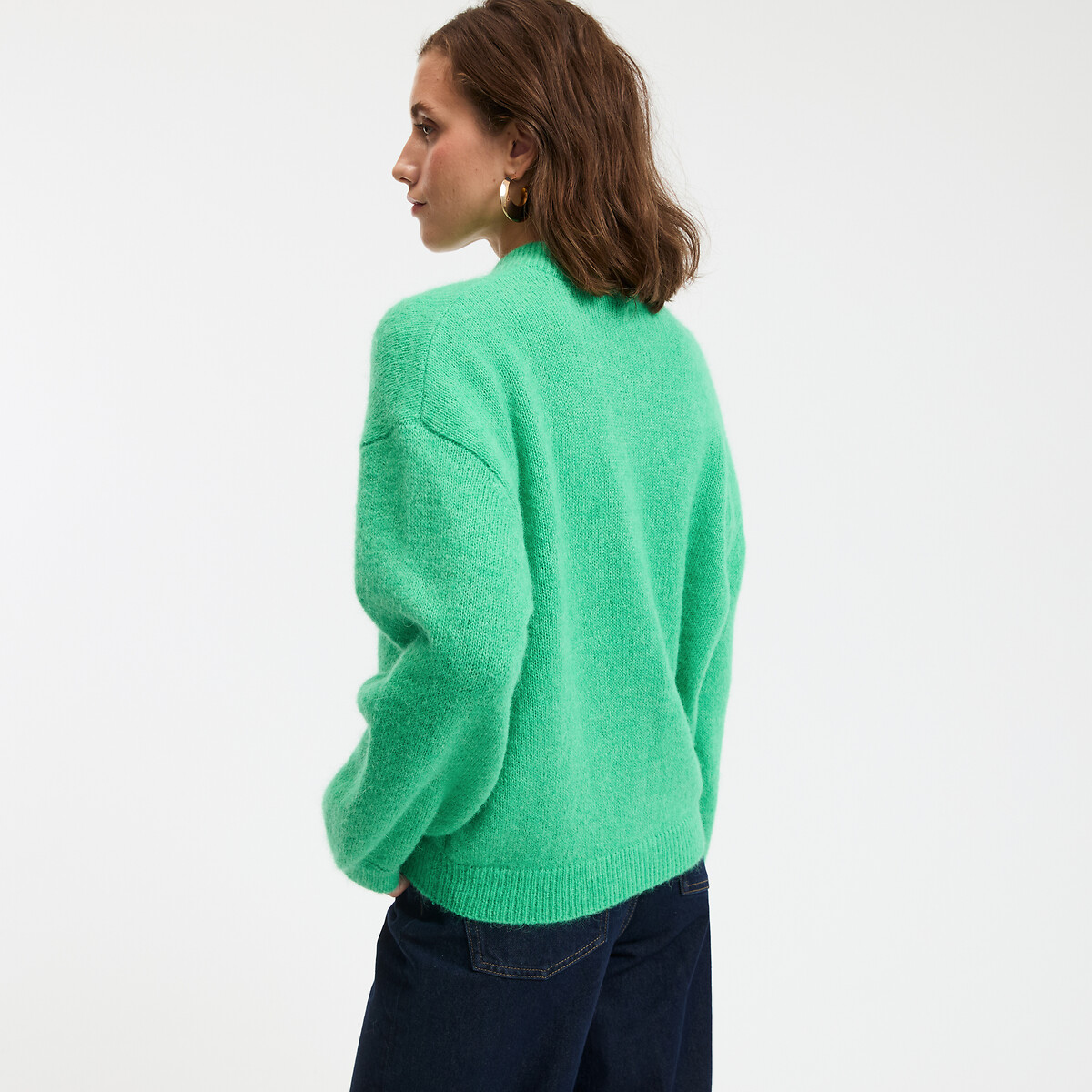 LA REDOUTE COLLECTIONS<br>Cardigã com gola alta, tricô grosso de alpaca mista