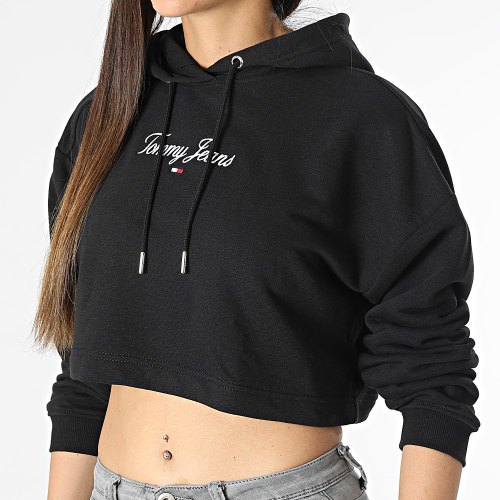 Sweat Capuche Crop Femme Essential Embro 5847 Noir