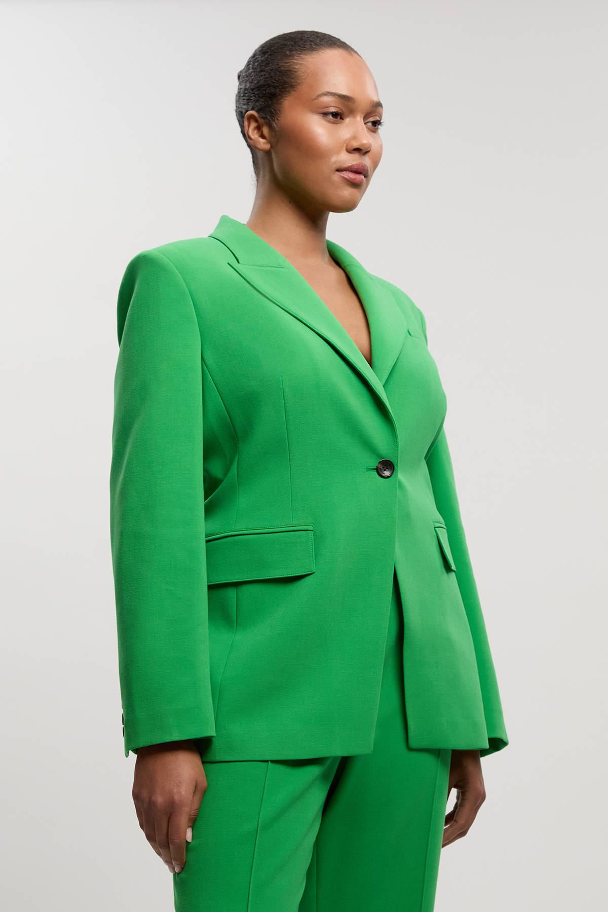 KarenMillen Blazer Grande Taille Ajusté Cintré Simple Boutonnage En Tissu Stretch Compact