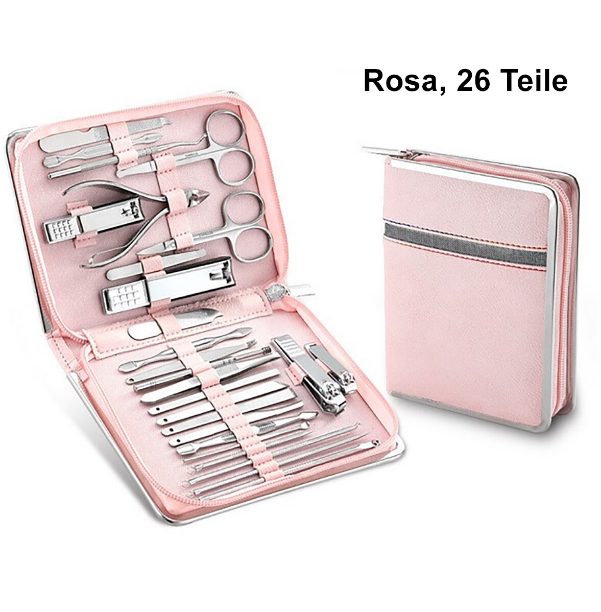 TPFBeauty Maniküre- & Pediküre-Set 26-teilig aus Kunstleder - Schwarz