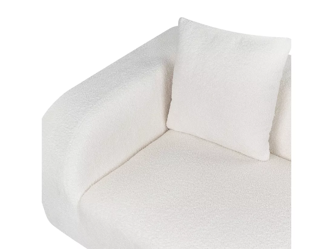 Chaise longue côté droite en tissu bouclé blanc LE CRAU