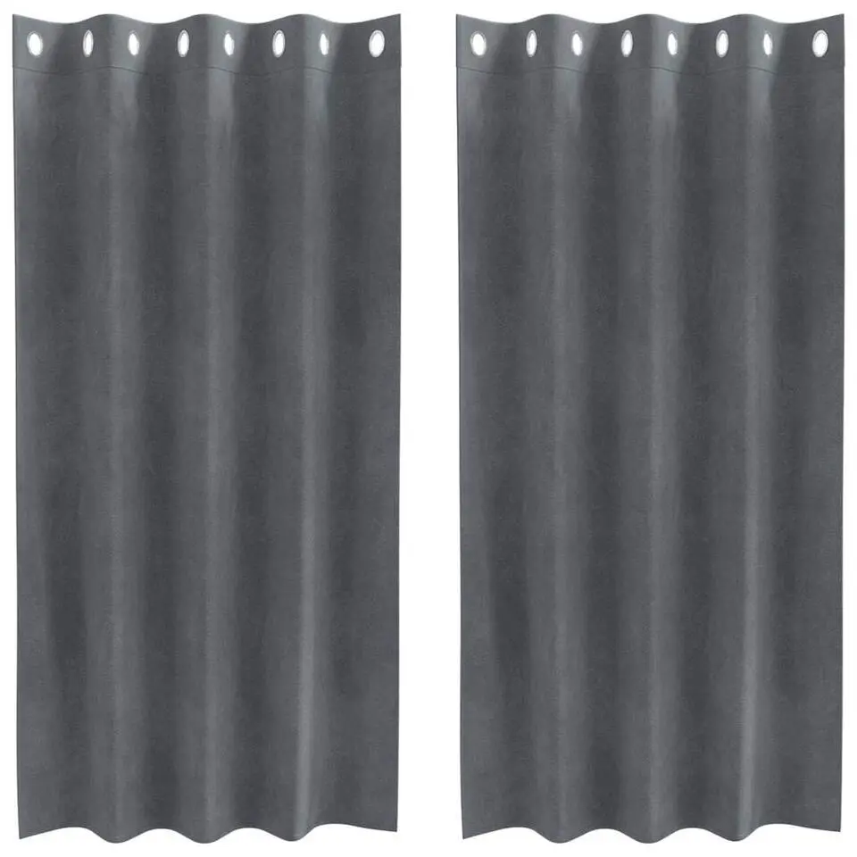 vidaXL Gordijnen met ringen - Lichtgrijs - 140x175 cm - Fluweel - 2 Stuks