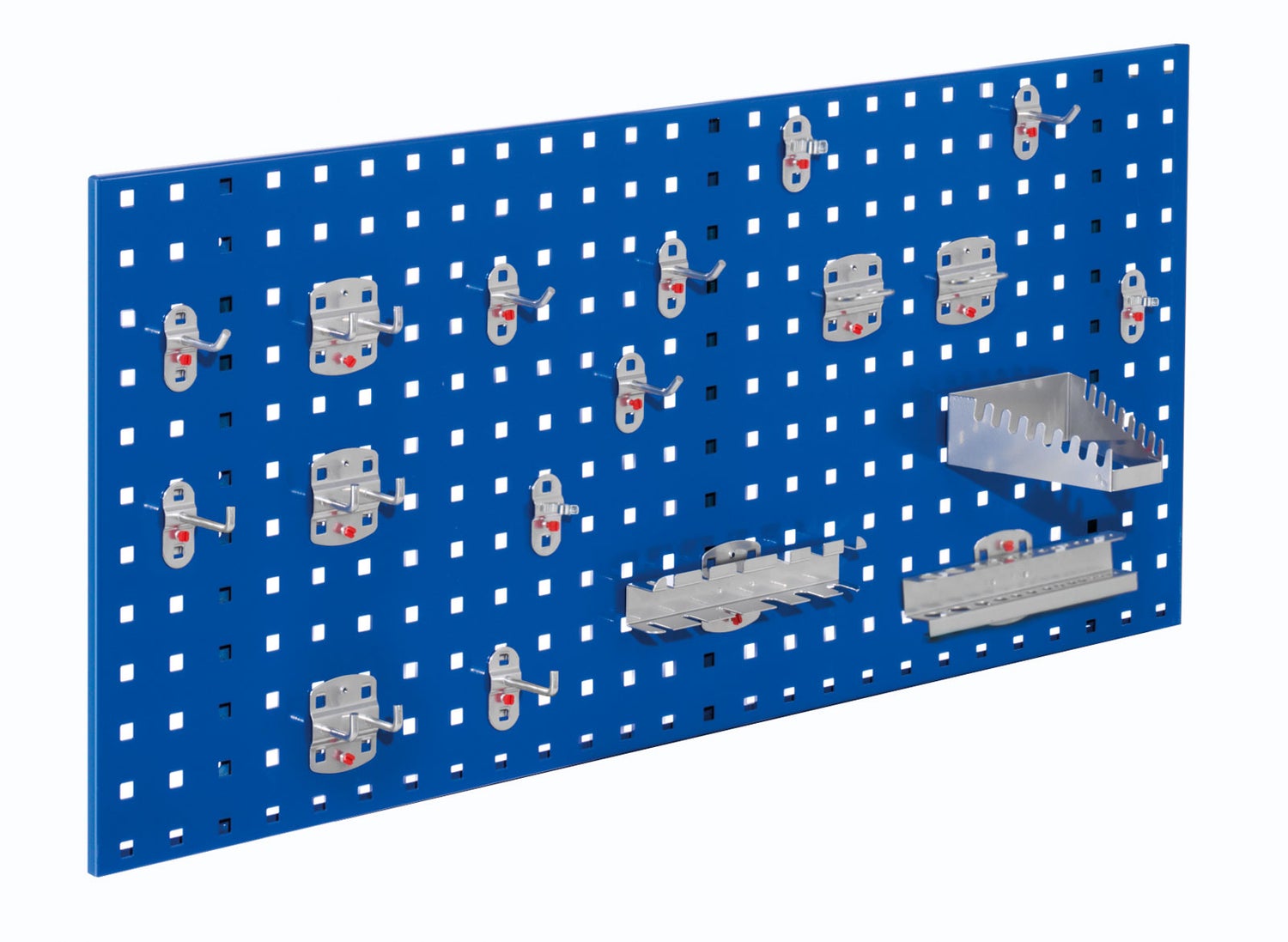 Kappes® RasterPlan Starterset #6 1x Geperforeerde plaat 1000x450mm 1x Gereedschapshouders assortiment 18-delig Gentiaanblauw RAL 5010