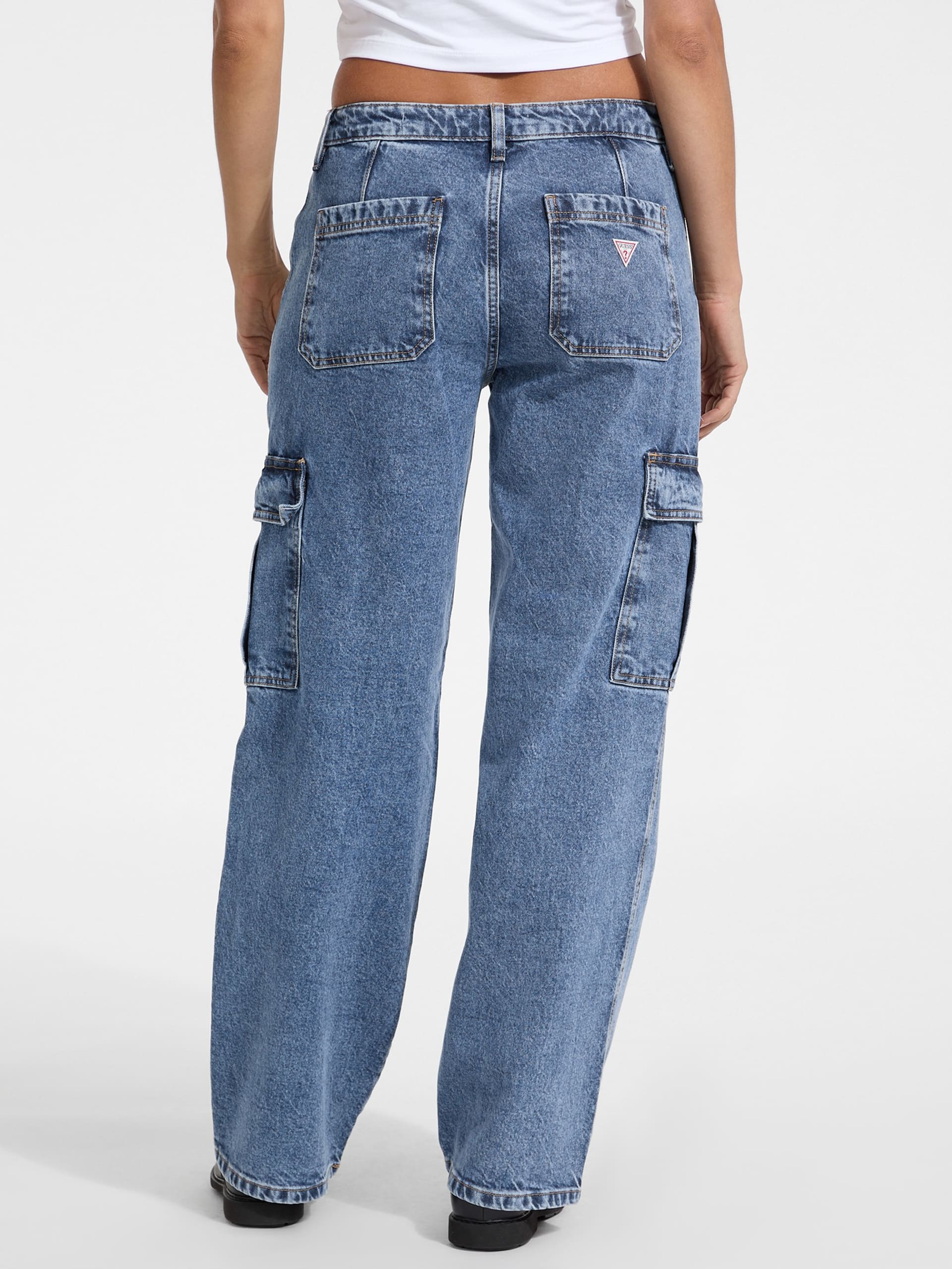 Calça jeans cargo reta G10