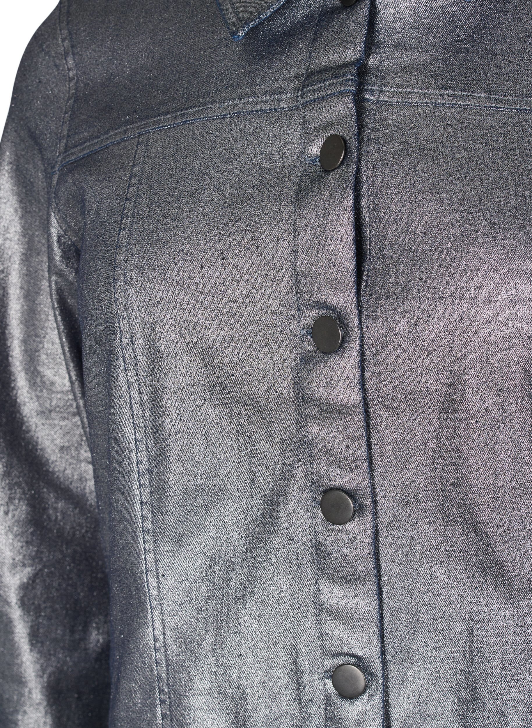 Kort sølv coated denimjakke