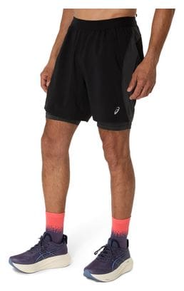 Short 2-en-1 Asics Road 7in Noir Homme
