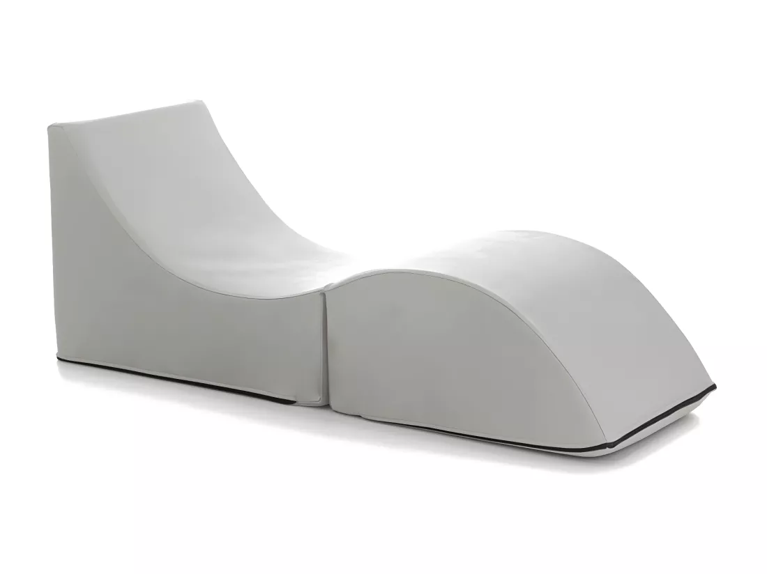 Lit pliant Dabaz, Pouf transformable en lit simple, Méridienne en éco-cuir, 100% Made in Italy, 130x50h50 cm, Blanc