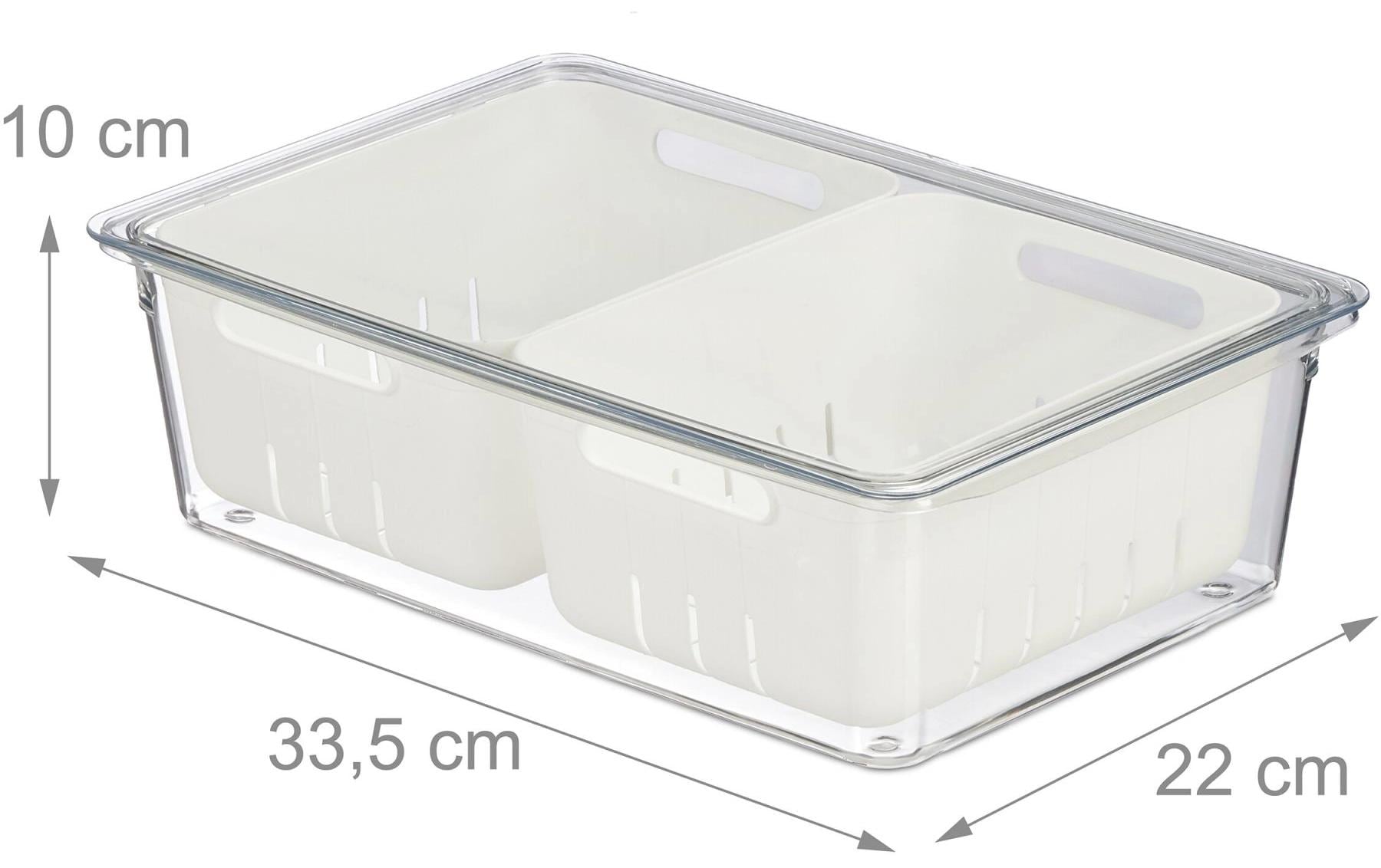 Kühlschrankorganizer 800 g, 3 Stück, Transparent/WeissStapelbare Obstfrischhaltebox im 3er Set