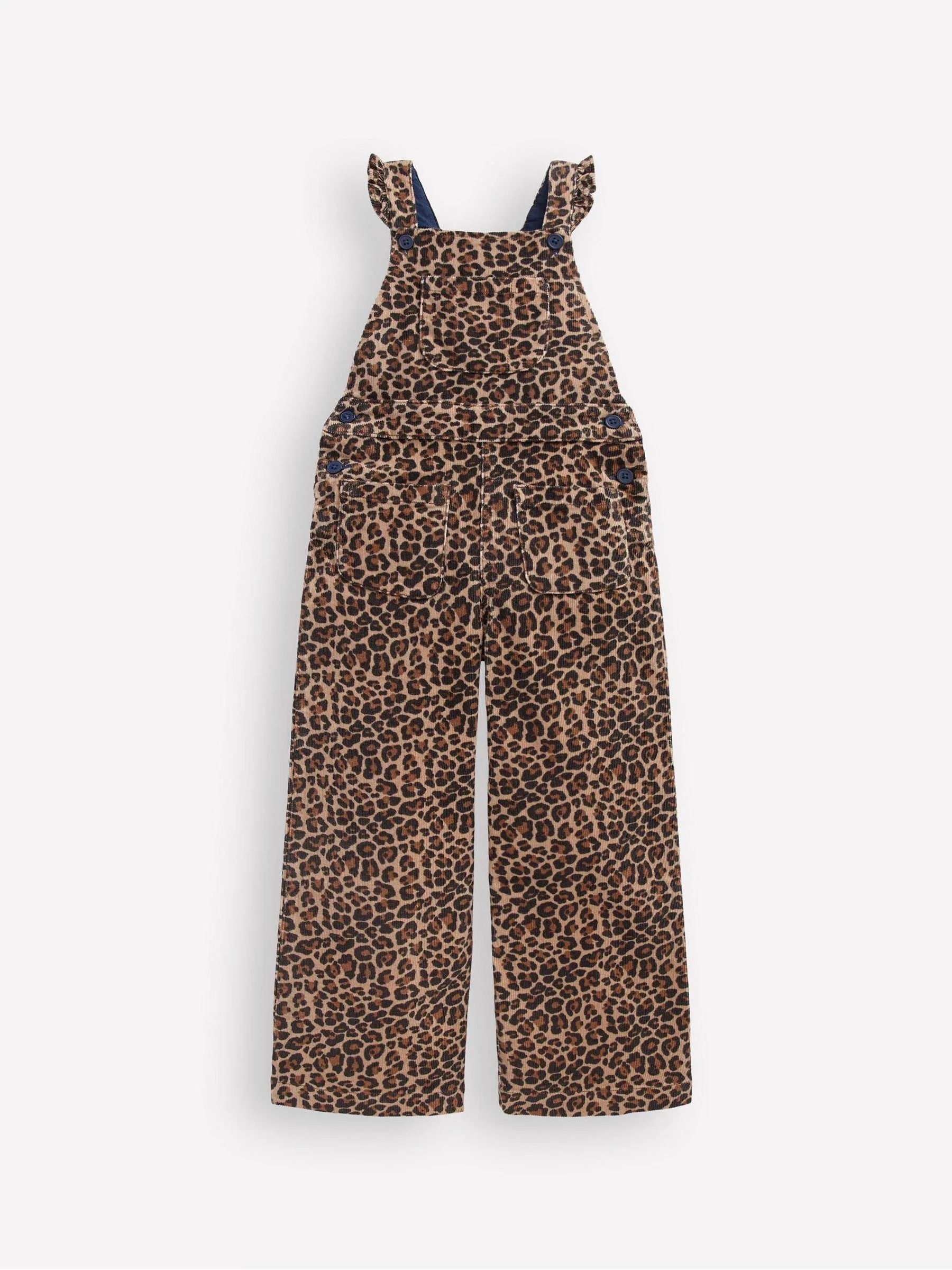 Boden Leopard Frill Dungarees