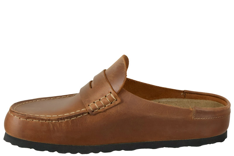 BIRKENSTOCK NAPLES WRAPPED SLENTERS I COGNACFARVET OLIERET SKIND