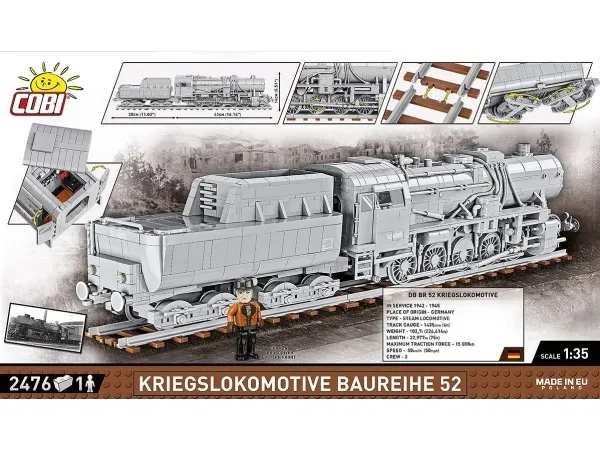 COBI Kriegslokomotive Baureihe 52, Byggesten, 10 År, 2476 stk