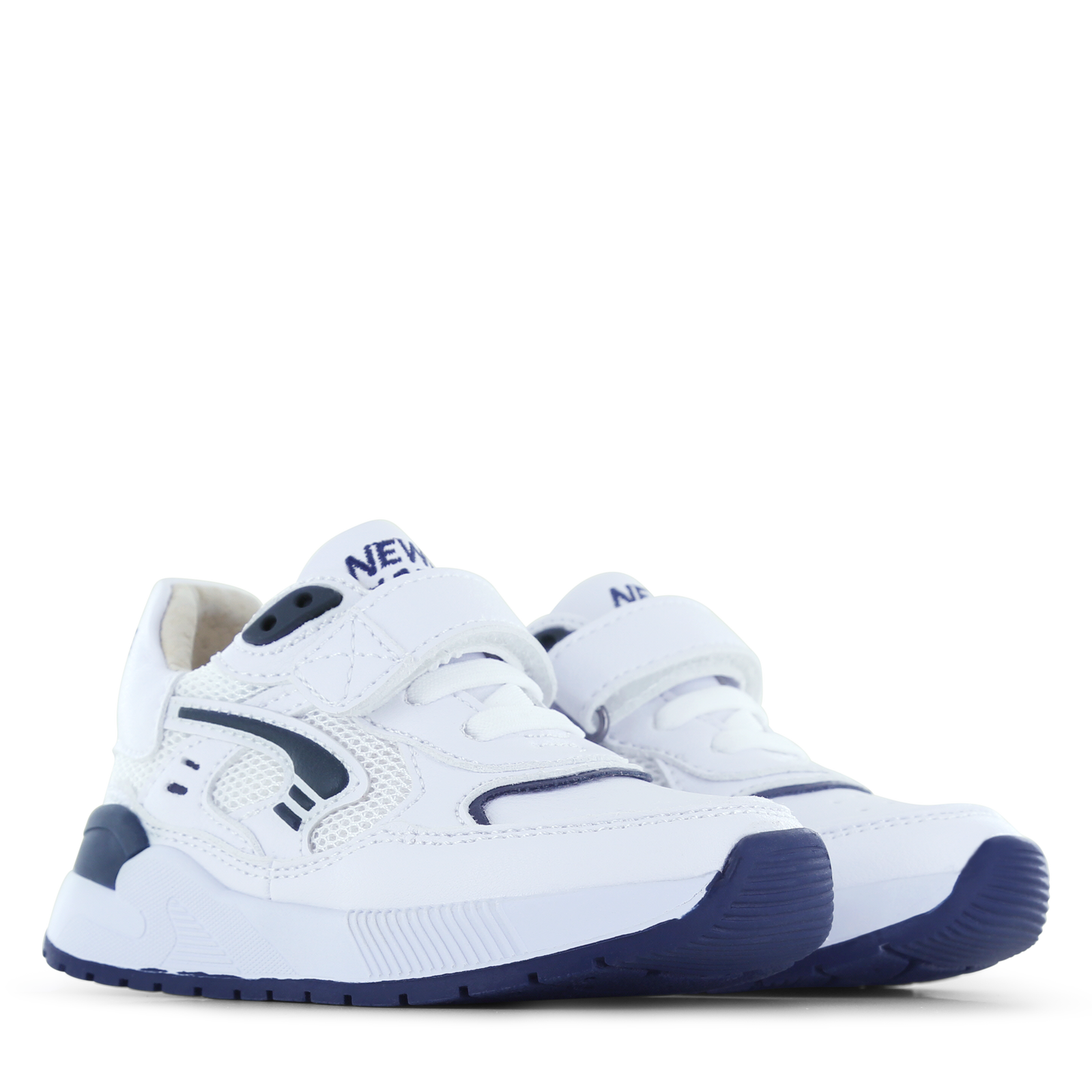 Shoesme wit-donkerblauwe sneaker Leer, Microleer | Jongens schoenen