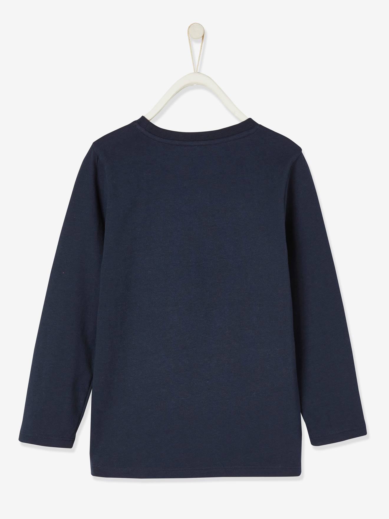 Camiseta natalina com estampa divertida de animais, para meninos, azul-escura lisa com desenhos.