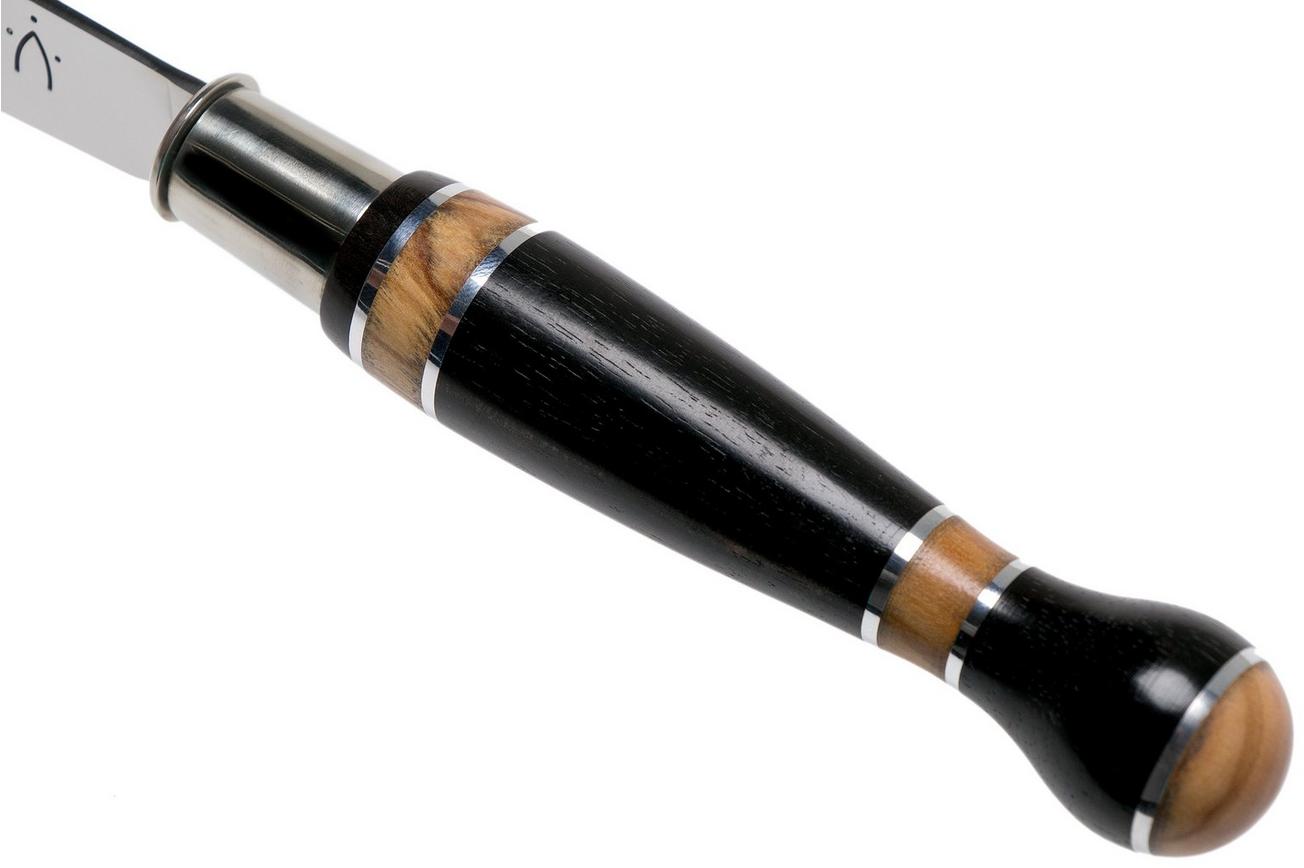 Nontron No. 25 Nickel Silver Turning Ferrule, Marquetry Ebony Olivewood, ball shape NN25BOEBOL zakmes
