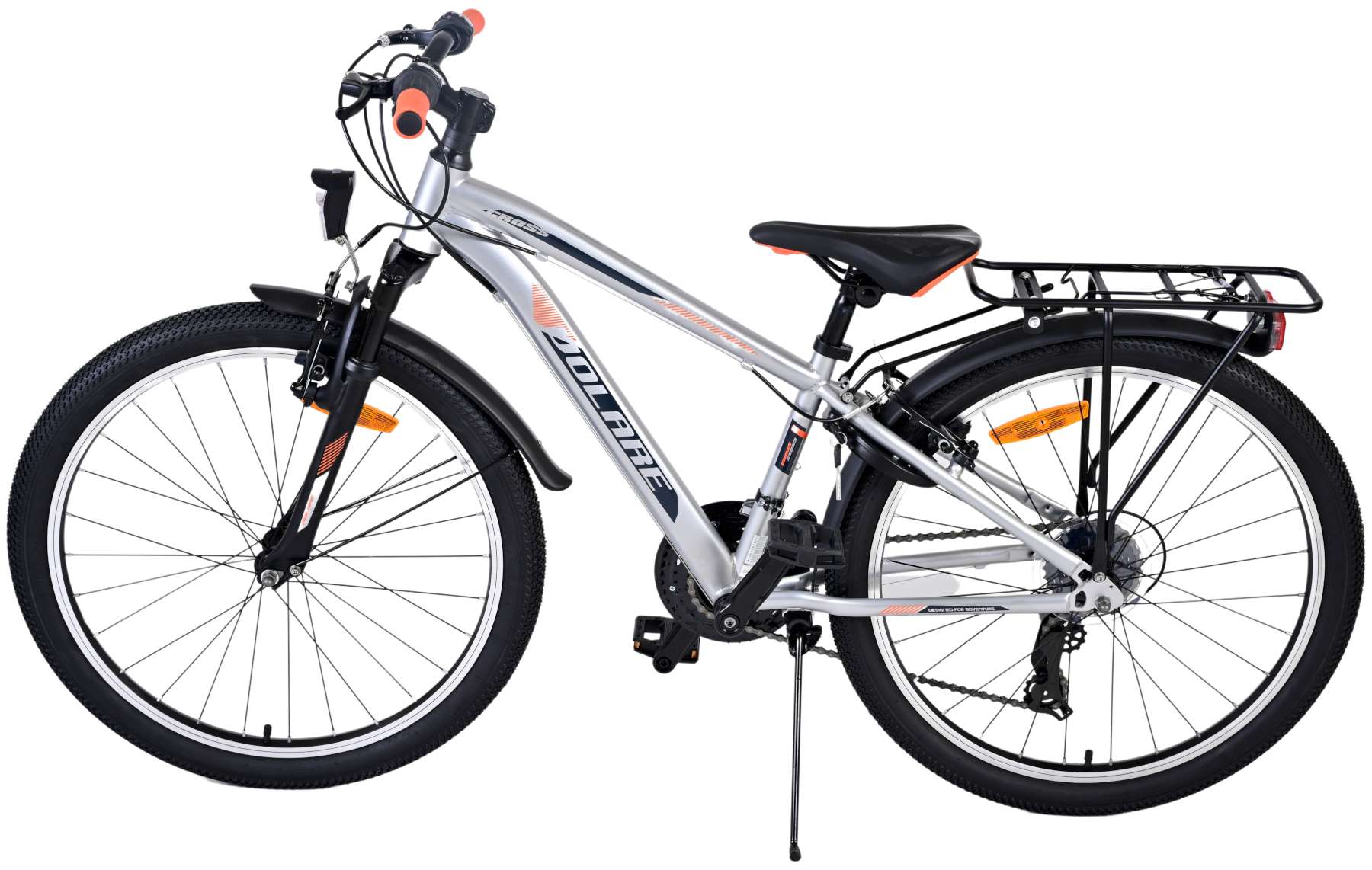 TPFSports Cross Kinderfahrrad - Jungen - 2 Handbremsen - 18 Gänge - 24 Zoll - Grau