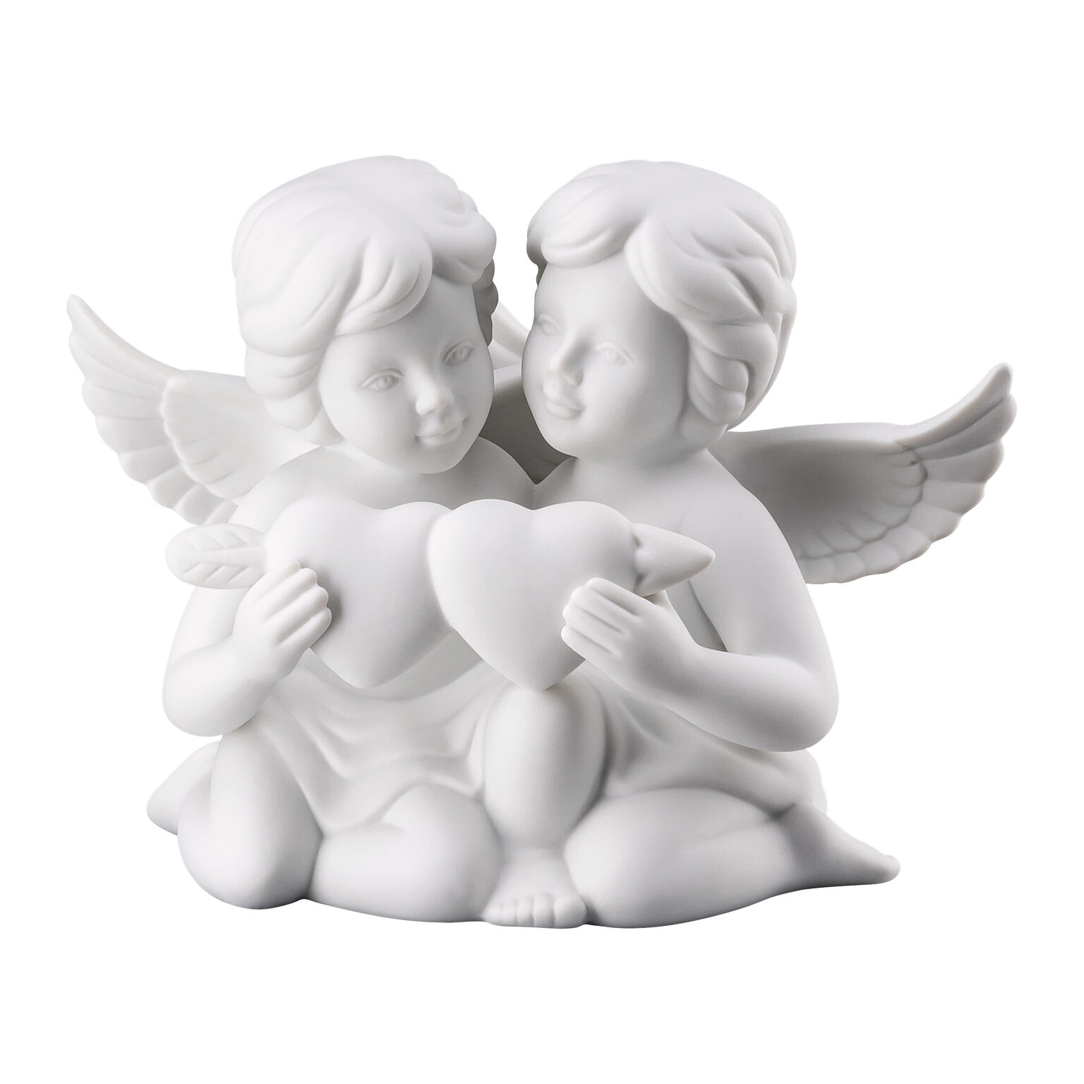 Angels Weiss matt Engelpaar mit Herz