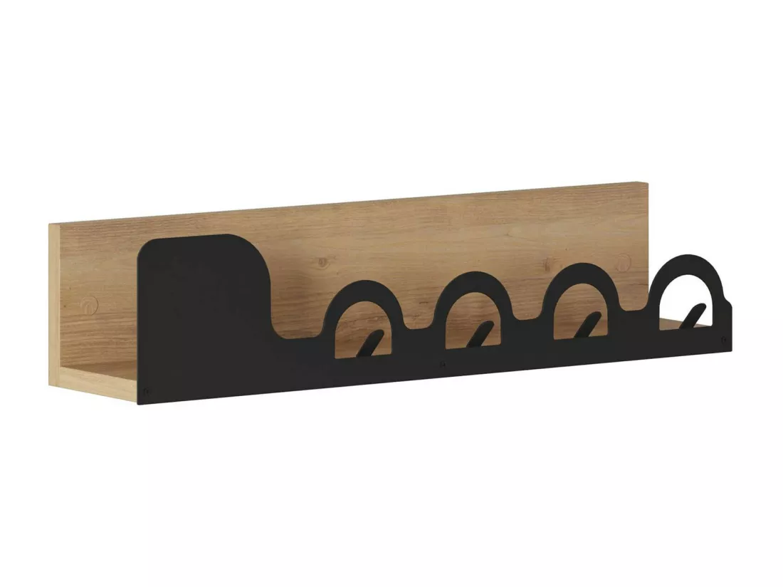 Portemanteau Dmagistrell, Portemanteau, Porte-vêtements polyvalent, Cintre mural, 63x14 h14 cm, Chêne