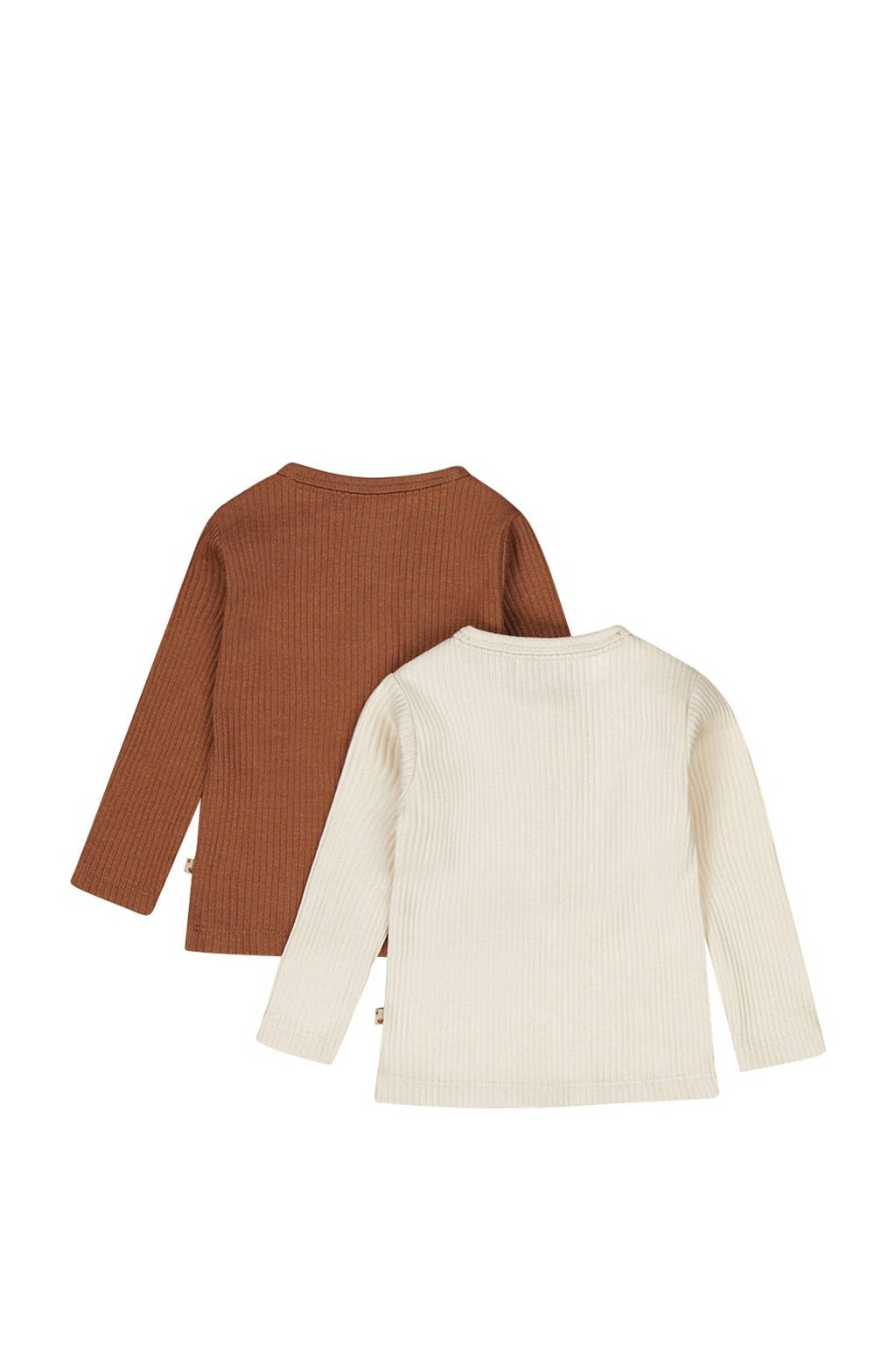 Dirkje longsleeve - set van 2 - bruin/ecru