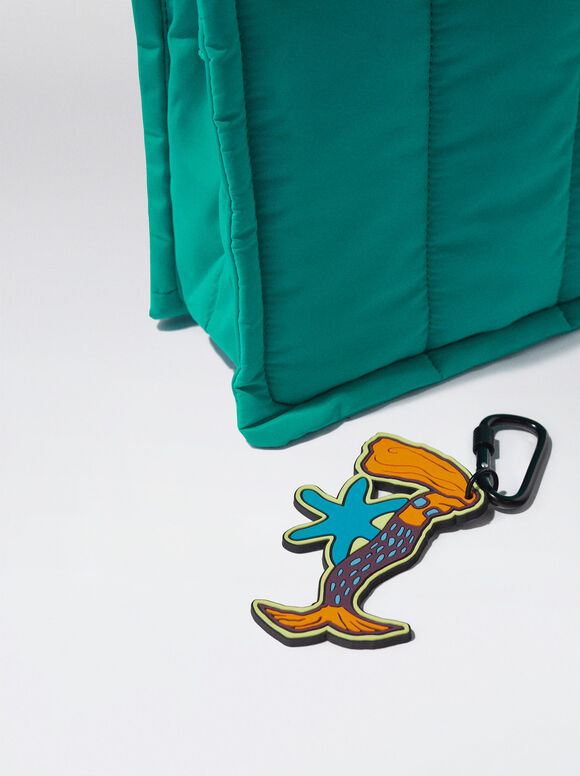 Bolsa de compras acolchoada em nylon - Azul
