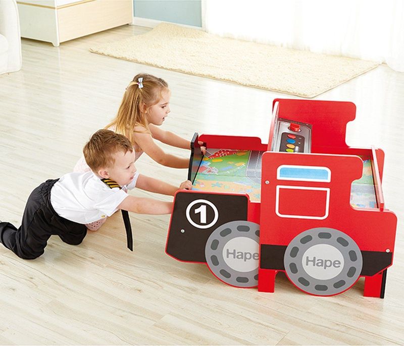 Tsjou Tchou! - Speeltafel Houten Spoorbaan - Rood - Educatief Spel